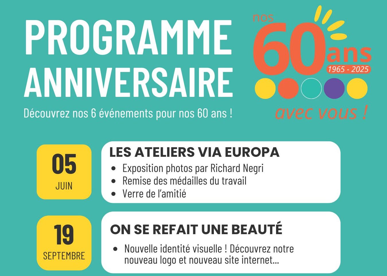 Programme anniversaire des 60 ans de l'Apeai Ouest Hérault